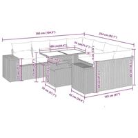 9-delige Loungeset met kussens poly rattan zwart - thumbnail