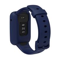 Siliconen sportbandje met case - Donkerblauw - Xiaomi Smart band 7 Pro - thumbnail