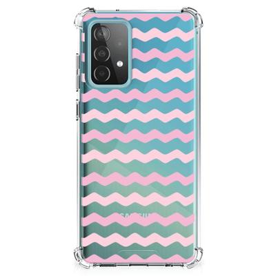 Samsung Galaxy A52 4G/5G Doorzichtige Silicone Hoesje Waves Roze Samsung Galaxy A52 4G/5G Doorzichtige Silicone Hoesje Waves Roze