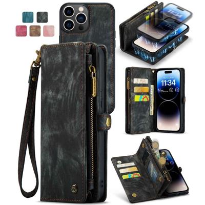 Caseme iPhone 13 Pro hoesje - Vintage 2 in 1 portemonnee - Zwart Caseme iPhone 13 Pro hoesje - Vintage 2 in 1 portemonnee - Zwart