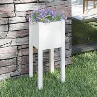 VidaXL Plantenbak 31x31x70 cm massief grenenhout wit - thumbnail
