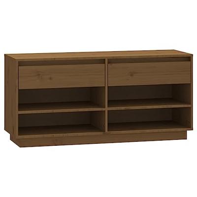 VidaXL Schoenenkast 110x34x52 cm massief grenenhout honingbruin VidaXL Schoenenkast 110x34x52 cm massief grenenhout honingbruin