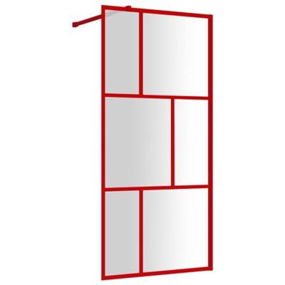 VidaXL Inloopdouchewand transparant 80x195 cm esg-glas rood