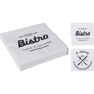 Basic Servetten bistro design 20 stuks wit