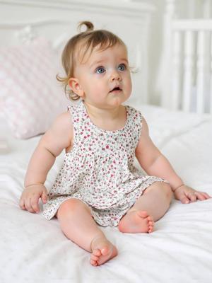 Jurk kleine bloemetjesprint ecru