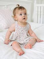 Jurk kleine bloemetjesprint ecru - thumbnail