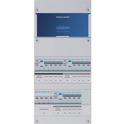 12 Groepenkast Hager VKG444L12-groepenverdeler met hoofdschakelaar 3x ALS 2-polig 30mA 3-fase