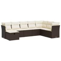 8-delige Loungeset met kussens poly rattan bruin - thumbnail