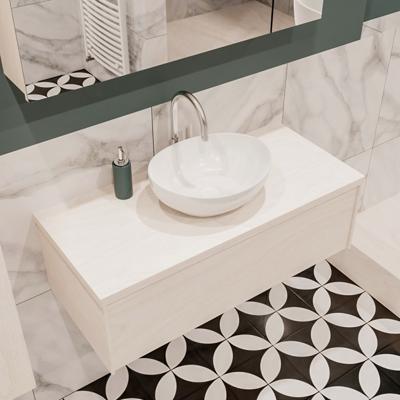 Mondiaz Lush Barco badmeubel underlayment 100 cm 1 lade mdf 1 waskom midden 1 kraangat