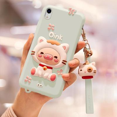 Lovely Pig Full Package Anti Falling Silicone Sleeve for iPhone XR(Green)