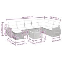 9-delige Loungeset met kussens poly rattan grijs - thumbnail