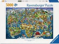 Ravensburger legpuzzel illustrated world map - 5000st. - thumbnail