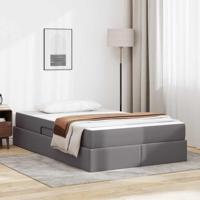 Opbergbed met matras met matras Grijs 120 x 200 cm Nep Leer - thumbnail