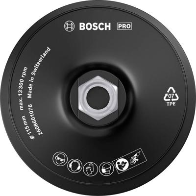 Bosch Accessories 2608601076 Steunschijf met klittenbandbevestigingssysteem voor papieren schuurbladen, 115 mm, 13.300 omw/min Diameter 115 mm