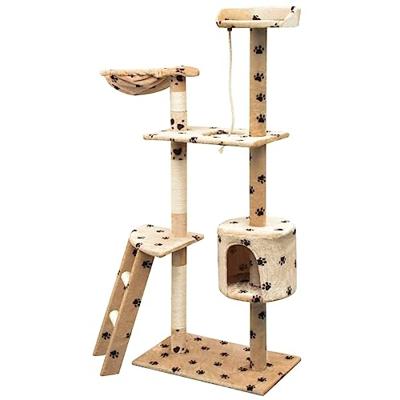 Kattenkrabpaal met sisal krabpalen 150 cm pootafdrukken beige - thumbnail