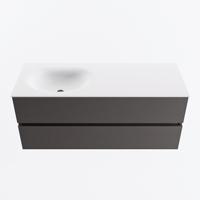 MONDIAZ VICA 120cm badmeubel onderkast Dark Grey 2 lades. Wastafel MOON links zonder kraangat, kleur Talc. - thumbnail