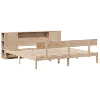 Bed met boekenkast zonder matras massief grenenhout 200x200 cm - thumbnail
