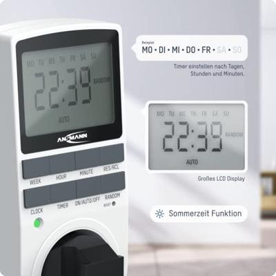 Ansmann 1260-0006 Schakelklok programmeerpakket Digitaal Dagprogramma, Weekprogramma 3680 W IP20 Continubedrijf, AAN/AUTO/UIT-programma, Programmeerfunctie,