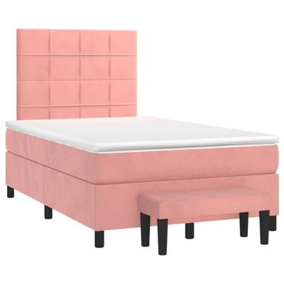 Boxspring met matras fluweel roze 120x200 cm