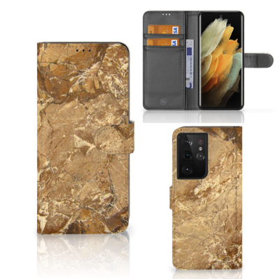 Samsung Galaxy S21 Ultra | Bookcase | Marmer Creme | Portemonnee hoesje