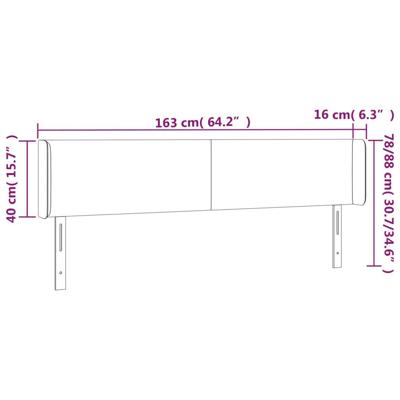 Hoofdbord met randen 163x16x78/88 cm fluweel donkergroen
