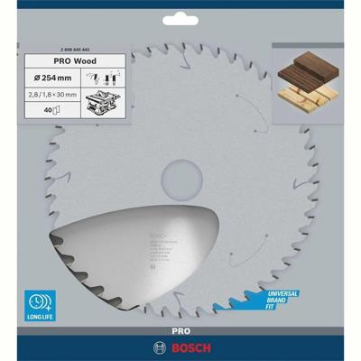 Bosch Professional Cirkelzaagblad voor Hout | PRO Wood | Ø 254mm Asgat 30mm 40T - 2608640443