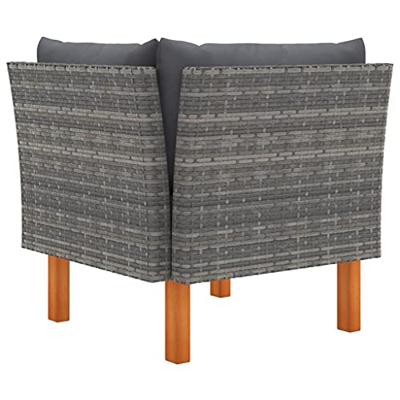 3-delige Loungeset poly rattan en massief eucalyptushout