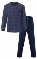 M.E.Q. Heren pyjama lange mouwen katoen - Dark Blue - thumbnail