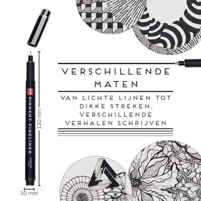 Talens • pigment fineliner set compleet, 6 stuks
