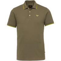 PME Legend regular fit polo met contrastbies olijfgroen - thumbnail