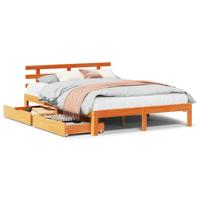 Bedframe met lades massief grenenhout wasbruin 150x200 cm - thumbnail