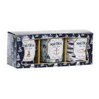 Kaars DKD Home Decor Blauw Was Kristal 17 x 5 x 6 cm (3 Stuks) - thumbnail