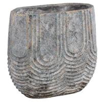 PTMD bloempot rexin ovaal grijs l 40 cm | 2 stuks - thumbnail