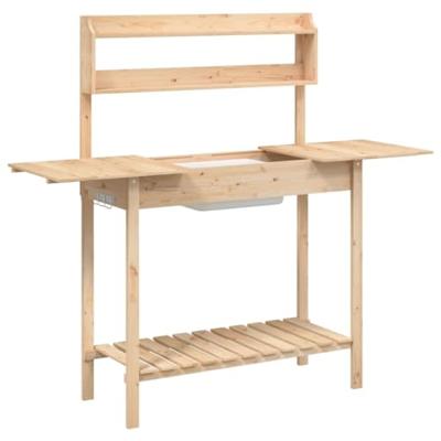 VidaXL Oppottafel met spoelbak 147,5x44x139,5 cm massief vurenhout VidaXL Oppottafel met spoelbak 147,5x44x139,5 cm massief vurenhout