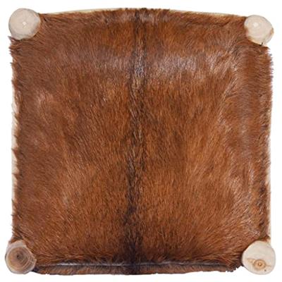 Barkruk echt geitenleer en massief teakhout