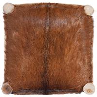 Barkruk echt geitenleer en massief teakhout - thumbnail