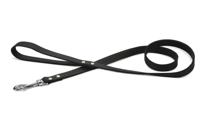 Hondenriem van leer 130cm x 20mm zwart - thumbnail