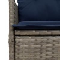 Tuinstoel verstelbaar met kussens poly rattan grijs - thumbnail