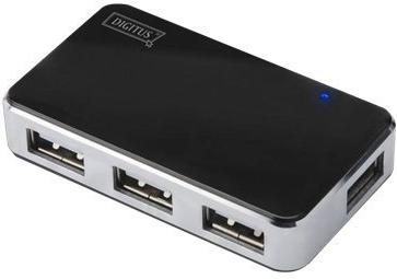 Digitus DA-70220 USB 2.0-hub 4 poorten Zwart, Zilver Digitus DA-70220 USB 2.0-hub 4 poorten Zwart, Zilver