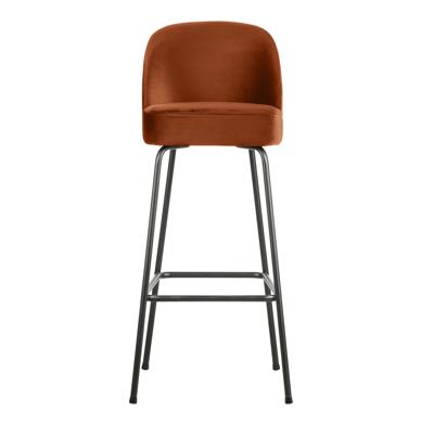 WOOOD Barstoel 'Vogue' Velvet, kleur Roestbruin (zithoogte 79cm)