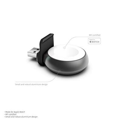 ZENS USB-A oplader compatibel met alle Apple Watches en de AirPods Pro 2 (2022 & 2023) (aluminium, MFi-gecertificeerd, verlengkabel inbegrepen)