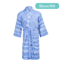 The One Towelling Hamam Badjas Blue/White-XXL/XXXL - thumbnail