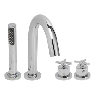 Wiesbaden Cross 4-gats badrandthermostaat chroom afbouwset