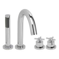 Wiesbaden Cross 4-gats badrandthermostaat chroom afbouwset - thumbnail
