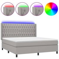 Boxspring met matras en LED stof lichtgrijs 160x200 cm - thumbnail