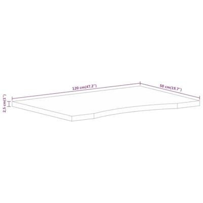 Bureaublad met ronding 120x50x2,5 cm massief ruw mangohout