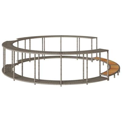 VidaXL Hottub ombouw opbergruimte en houten opstapje poly rattan grijs VidaXL Hottub ombouw opbergruimte en houten opstapje poly rattan grijs