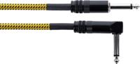 Cordial 14777 Jackplug Instrumenten Aansluitkabel [1x Jackplug male 6,3 mm (mono) - 1x Jackplug male 6,3 mm (mono)] 5 m Zwart, Geel Textielmantel - thumbnail