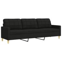 3-delige Loungeset met sierkussens stof zwart - thumbnail