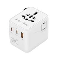Universele reisstekker met USB lader, 20 W, wit - thumbnail